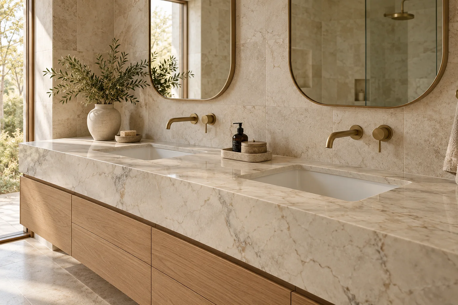 Bathroom vanity design inspiration with stone surfaces